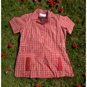 Disney Worldwide Services Cast Member Red Plaid Button Shirt Size M